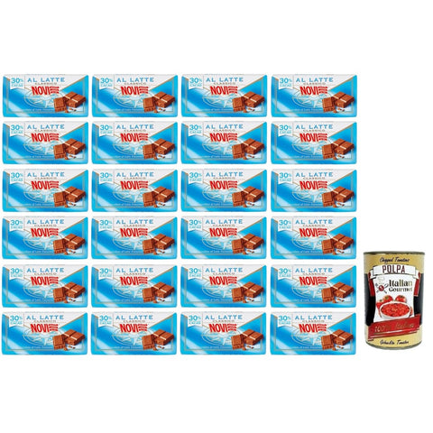 Novi Praline Novi Cioccolato al Latte Classico Tafel Milchschokolade 30% Kakao 100 g 24x italienisch Original Pastasauce + kostenlos Polpa di Pomodoro 400 g Dose 8006380211205