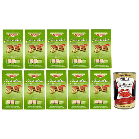 Novi Praline Novi Cuadro Pistacchio Zwei Schichten Gianduja-Schokolade mit Pistaziencreme Pistazien-Schokoladenpralinen Beutel 150 g 10x italienisch Original Pastasauce + 8006380234136
