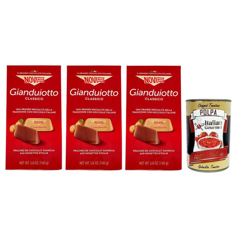 Novi Praline Novi Gianduiotto Classico Pralinen aus Milchschokolade und Gianduia-Haselnuss Beutel 160 g 3x italienisch Original Pastasauce + kostenlos Polpa di Pomodoro 400 g 8006380233061