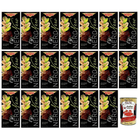 Novi Praline Novi Nero Pistacchio Extra Dunkle Schokolade mit Knusprigen Pistazien 70% Kakao 20x 75g italienisch Original 8006380215661