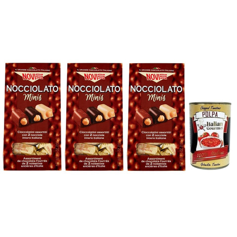Novi Praline Novi Nocciolato Minis Gianduja Schokolade extra dunkle Schokolade und weiße Schokolade mit zwei ganzen Haselnüssen Beutel 3x 130g italienisch Original 8006380236246