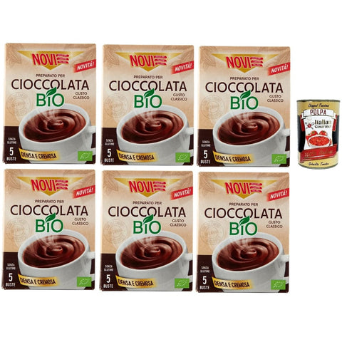 Novi Preparato Snack Kuchen & Backwaren Novi Preparato per Cioccolata Gusto Classico Pulver Zubereitung für Heiße Schokolade Hot Chocolate 6x125 g italienisch Original Pastasauce + kostenlos polpa 400 g 8032804040014