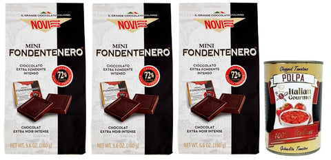 Novi Mini Fondentenero Intensive Extra Dunkle Schokolade 72% Kakao Beutel 160 g 3x italienisch Original Pastasauce + gratis Polpa di Pomodoro 400 g Dose