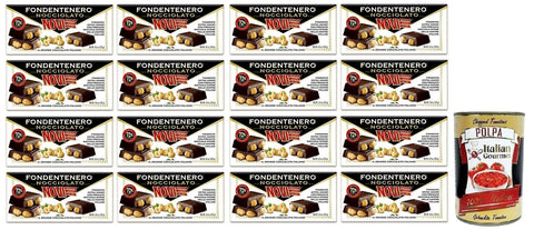 Novi Fondentenero Nocciolato Extrem Bittere Dunkle Schokolade mit Ganzen Haselnüssen 72% Kakao 130 g 16x italienisch Original Pastasauce + gratis Polpa di