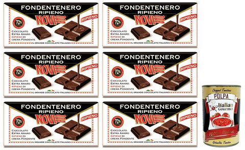 Novi Fondentenero Ripieno Extrem Bittere Schokolade Gefüllt mit Dunkler Sahne 72% Kakao 6x 105g italienisch Original