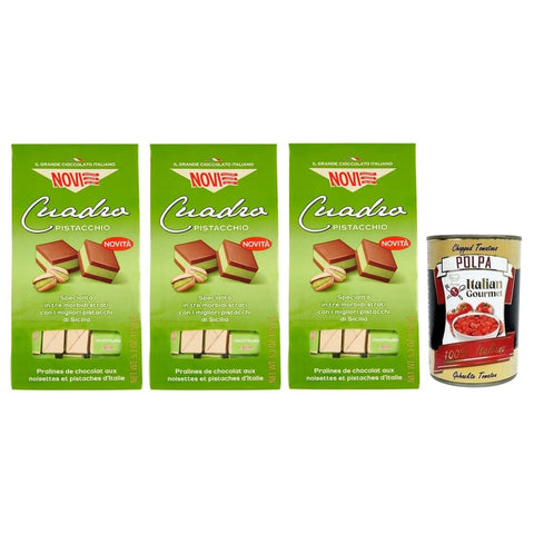 Novi Schokolade Novi Cuadro Pistacchio Zwei Schichten Gianduja Schokolade mit Pistaziencreme Pistazien Schokoladenpralinen Beutel 3x 150g italienisch Original 8006380234136