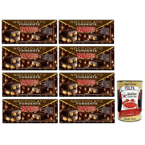 Novi Schokolade Novi Nocciolato Fondente con Nocciole Intere Tafel Extra Dunkle Schokolade mit ganzen Haselnüssen 8x 130g italienisch Original 8006380217139
