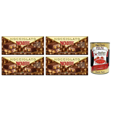 Novi Schokolade Novi Nocciolato Gianduia con Nocciole Intere Tafel Gianduia Schokolade mit ganzen Haselnüssen 4x 130g italienisch Original 8006380217085