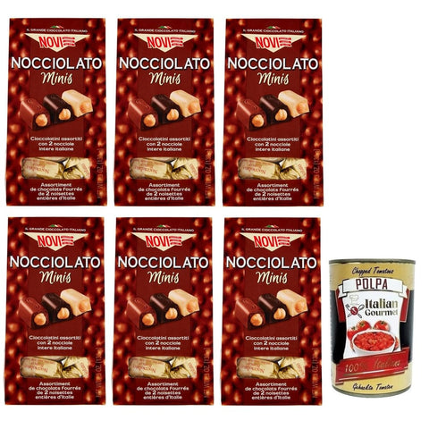 Novi Schokolade Novi Nocciolato Minis Gianduja Schokolade extra dunkle Schokolade und weiße Schokolade mit zwei ganzen Haselnüssen Beutel 6x 130g italienisch Original 8006380236246