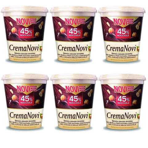 Novi Schokoladenaufstrich NOVI Sammel 6 Stück Cream Streich 45% Nocciole 200 Gramm Süßen Snacks