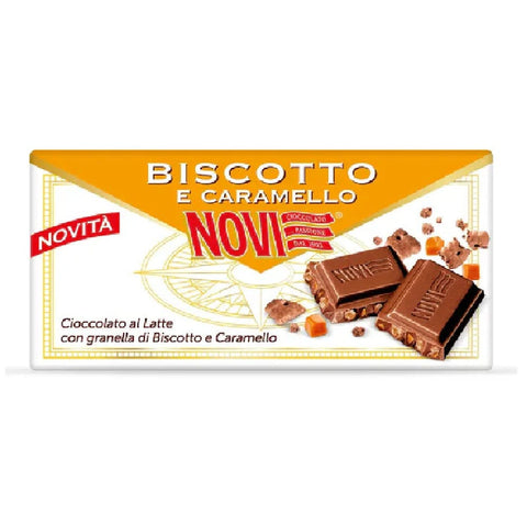 Novi Schokoladenriegel 3x Novi al Latte con Biscotto e Caramello Milchschokolade mit Keks und Karamell 100g