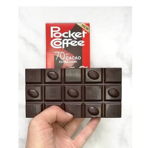 Novi Snack Kuchen & Backwaren 8x Pocket Coffee - Tavoletta di cioccolato extra fondente con ripieno al caffè Tafel aus extra dunkler Schokolade mit Kaffeefüllung, 90 g