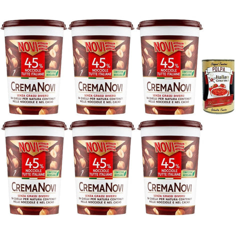 Novi Haselnusscreme 45% der ausgewählten italienischen Haselnüsse schokolade Brotaufstrich Aufstrich 6x350 g italienisch Original Pastasauce + kostenlos polpa 400