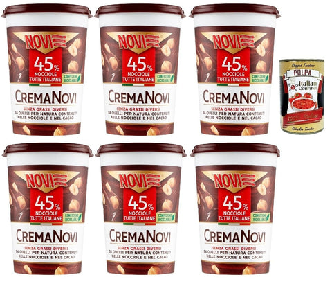 Novi Haselnusscreme 45% der ausgewählten italienischen Haselnüsse schokolade Brotaufstrich Aufstrich 6x350 g italienisch Original Pastasauce + gratis polpa 400