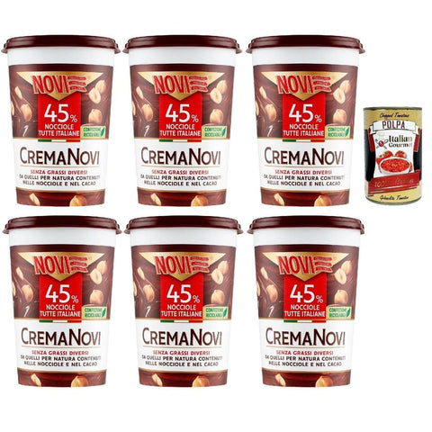 Novi Snack Kuchen & Backwaren Novi Haselnusscreme 45% der ausgewählten italienischen Haselnüsse schokolade Brotaufstrich Aufstrich 6x350 g italienisch Original Pastasauce + kostenlos polpa 400 8006380226001