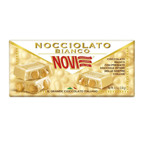 Novi Weihnachtssüßigkeiten Novi Cioccolato Nocciolato Bianco  weiße Schokolade mit Haselnüssen 130gr 8006380217160