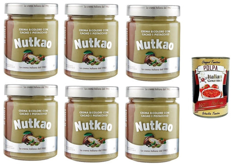 Nutkao Koch- & Backzutaten Nutkao Crema Bicolore con Cacao e Pistacchio Zweifarbige Creme mit Kakao und Pistazien 6x 330 g + Italian Gourmet Polpa 400g 8008245005691