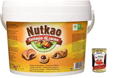 Nutkao Schokoladenaufstrich Nutkao Eimer Crema Cacao e Nocciole mit Kakao- und Haselnusscreme 3 kg + Italian Gourmet polpa 400g 8008245000184