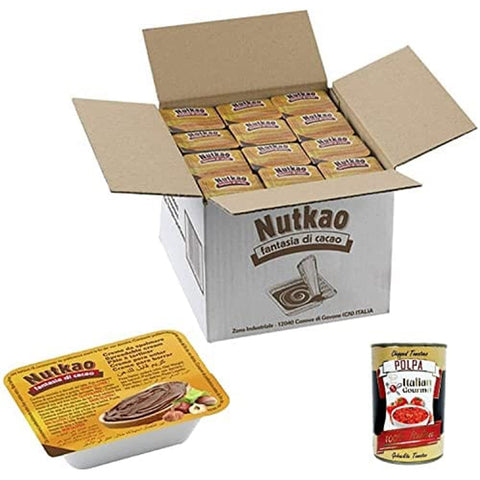 Nutkao Schokoladenaufstrich Nutkao Nutako Streichcreme Einzelportion 120 Schalen mit Haselnuss 18 g italienisch Original 8008245001228