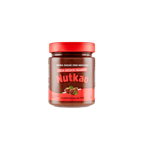Nutkao Streichfähige Creme Nutkao Crema Cacao Con Nocciole Senza Zuccheri aggiunti Kakaocreme mit Haselnüssen ohne Zuckerzusatz 350g