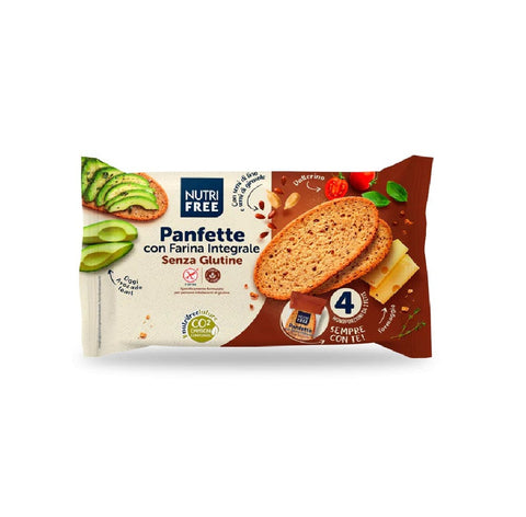 Nutri Free Brot MHD 29/03/2024 Nutri Free Panfette con Farina Integrale Scheiben glutenfreies Vollkornbrot 340g 8008696026108