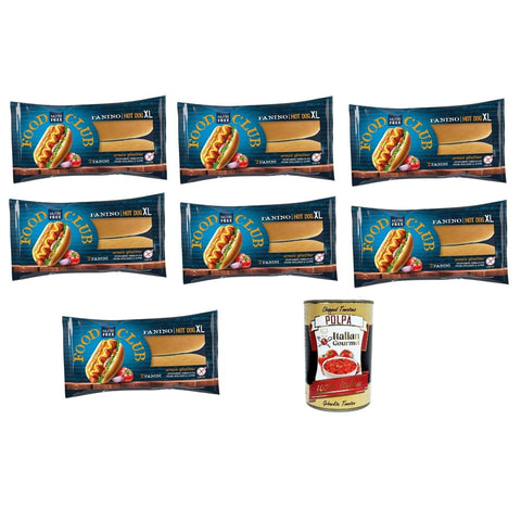 Nutrifree Abgepackte Gebäckstücke Nutrifree Panino Hot Dog XL XL-Hot-Dog-Sandwich 7x 130gr Original italienisch inkl. Italian Gourmet Polpa 400g 8008696032529