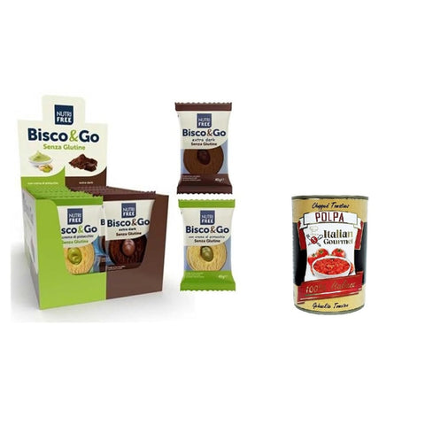 NutriFree Box Kekse NutriFree Box Bisco&Go Biscotti senza glutine Pistacchio e Cioccolato extra Dark Glutenfreie Kekse mit Pistazien und extra dunkler Schokolade 640 g (16x40 g) 8032804040014