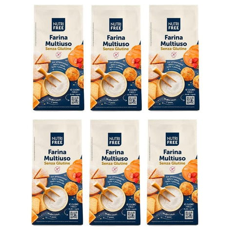 Nutrifree Stärke & Bindemittel Nutrifree Nutri Free Farina Multiuso Mehrzweckmehl Mehl Laktose und Milcheiweißfrei Glutenfrei Packung ideal für süß und 6x 1Kg italienisch Original 8008696026061