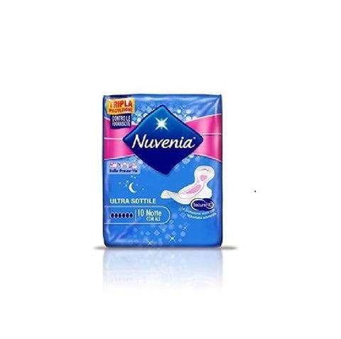 Nuvenia Körperpflege 4x Nuvenia Ultra sottile notte con ali Damenbinden 10 Stück 8017165000631