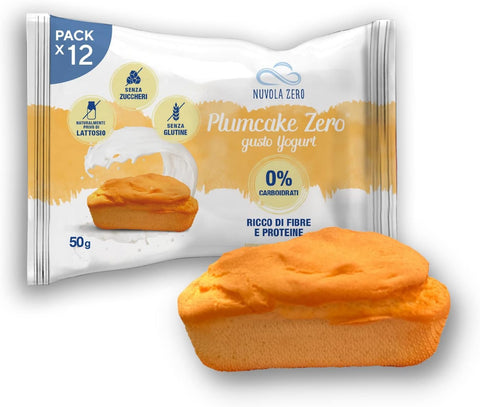 Nuvolazero Kekse Nuvola Zero – Plumcake Zero mit Joghurtgeschmack ohne Kohlenhydrate, laktosefreier, zuckerfreier, glutenfreier Snack, reich an Ballaststoffen, Packung mit 12 Stück, hergestellt in Italien 8053303609632