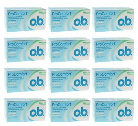 o.b. Super ProComfort 192 x Tampons o.B. ProComfort Super Plus Lichtstrom reichlich Unscented Rayon Applikator 16 Pads + 16 Stück italienisch Original