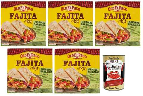 Old el Paso Fajita The Kit Original Barbacoa Mexikanische Spezialitäten 500-g-Packung 5x italienisch Original Pastasauce + gratis Polpa di Pomodoro 400 g Dose