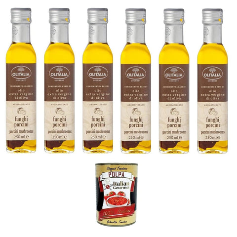Olio extra Oliven Olio extra vergine di oliva Olitalia ai Funghi porcini Olitalia extra natives Olivenöl mit Steinpilzen 6x250 ml italienisch Original + kostenlos polpa 400 g 8032804040014