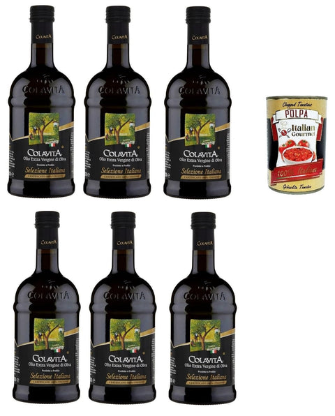 Olitalia Colavita Olio Extra Vergine Di Oliva Selezione Italiana Natives Olivenöl extra 100% italienisch 6x500 ml italienisch Original + gratis polpa 400 g