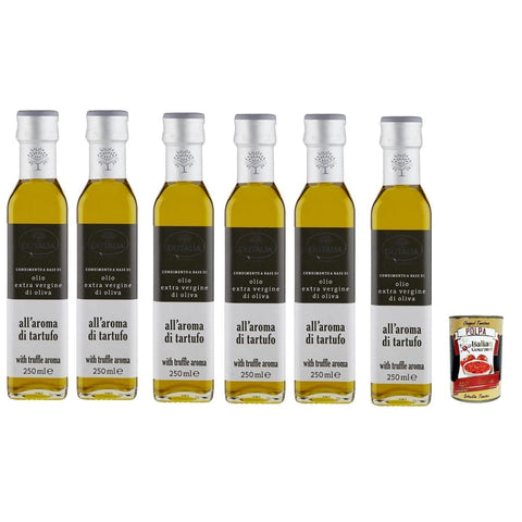 Olitalia Oliven Olitalia Olio Condimento a Base di olio extra vergine di oliva all'aroma di tartufo, Extra Natives Olivenöl Trüffelgeschmack 6x 250ml Original italienisch inkl. Italian Gourmet Polpa 400g 8032804040014