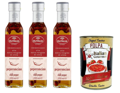 Olitalia Olio extra vergine di oliva al Peperoncino Extra natives Olivenöl mit Chilipfeffer 3x250 ml italienisch Original