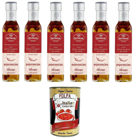 Olitalia Olio extra vergine di oliva al Peperoncino Extra natives Olivenöl mit Chilipfeffer 6x250 ml italienisch Original