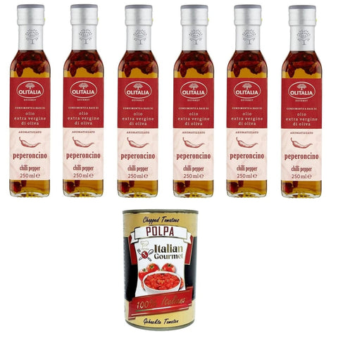 Olitalia Oliven Olitalia Olio extra vergine di oliva al Peperoncino Extra natives Olivenöl mit Chilipfeffer 6x250 ml italienisch Original 8007150901678