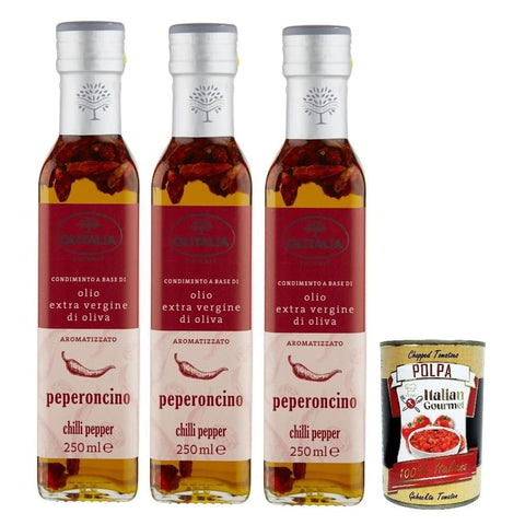 Olitalia Trüffel Olitalia Olio Condimento a Base di olio extra vergine di oliva all'aroma di peperoncino Extra Natives Olivenöl Chili -Pfeffer geschmack 3x250 ml italienisch 8007150901678