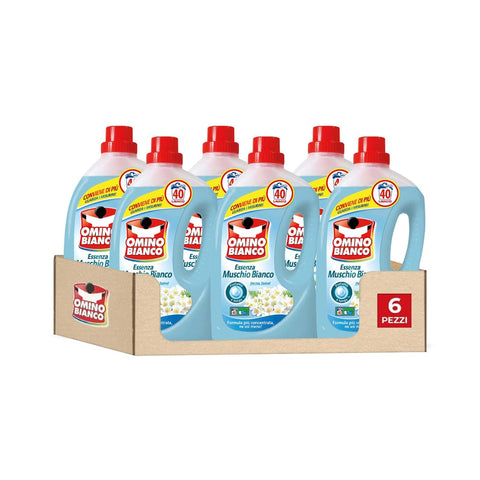 Omino Bianco Color- & Feinwäsche Omino Bianco Flüssigwaschmittel für Waschmaschine frischer Duft mit weißem Moschusssenz 240 Waschladungen x 6 Packungen 2000 ml italienisch Original 8003650010711