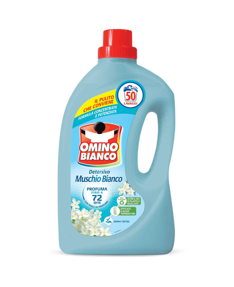 Omino Bianco Spezialwaschmittel 2x Omino Bianco - Flüssigwaschmittel, 50 Waschgänge, respektiert Farben und Stoffe, frischer Duft mit weißer Moschus-Essenz, 2000 m 8003650011022