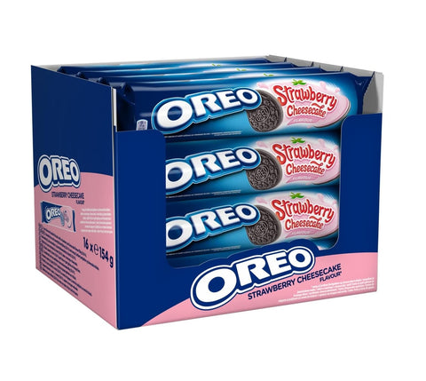 Oreo Desserts 16x Oreo Strawberry Cheesecake Limited Edition, Erdbeerkekse 154 g