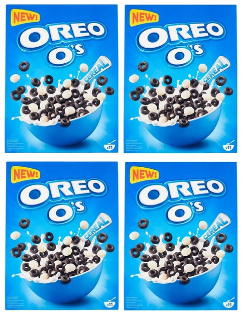 Oreo Kaltes Müsli 4x Oreo O's Cereal Müsli mit Kakao- und Vanillegeschmack Angereichert mit Vitaminen und Eisen 350g Cereal als Frühstück oder Snack zwischendurch 5010029227062