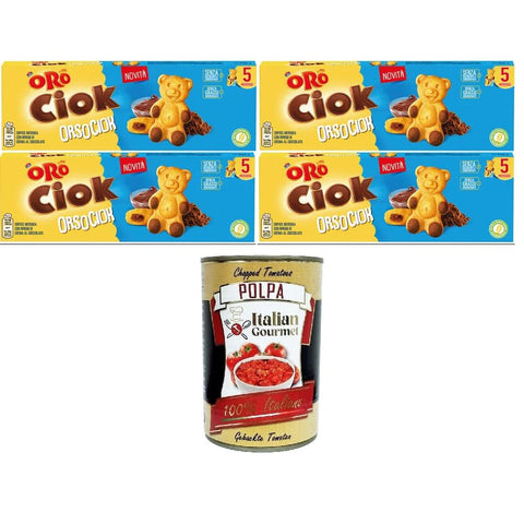 Oro Ciok Orso Snack Kuchen Oro Ciok Orso Ciok Weicher Snack mit Schokoladencremefüllung 4x150gr Original italienisch inkl. Italian Gourmet Polpa 400g 8032804040014