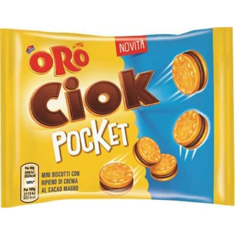 Oro Ciok Pocket Kekse Oro Ciok Pocket Mini Kekse gefüllt mit fettarmer Kakaocreme - 20x40g Original italienisch 7622201423698