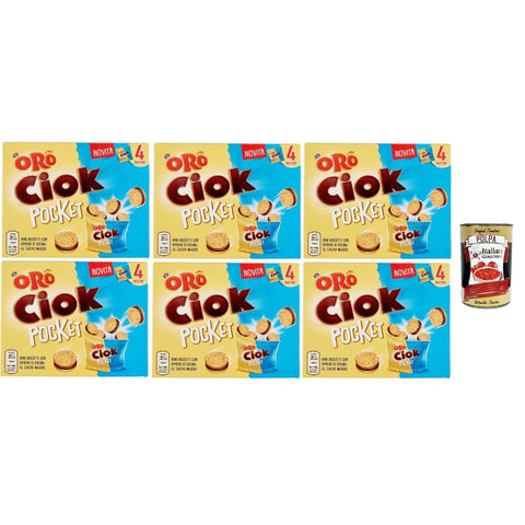 Oro Ciok Pocket Snack Kuchen & Backwaren Oro Ciok Pocket Mini -Kekse mit leckerer Milchschokoladencreme, einfacher und köstlicher Snack, natürliche Faserquelle, 6x 140 g (4 Einzelpotten von 40 g) Original italienisch inkl. Italian Gourmet Polpa 400g 8032804040014