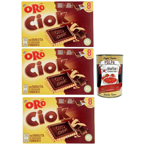 Oro Ciok Snack Kuchen & Backwaren Oro Ciok Biscotto fondente Kekse Mit dunkler Schokoladentafel einfacher und köstlicher natürliche Faserquelle 3x200 g italienisch Original + kostenlos polpa 400 g 8032804040014