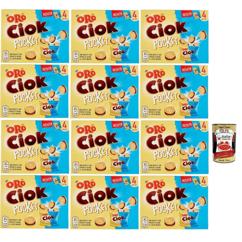 Oro Ciok Snack Kuchen & Backwaren Oro Ciok Pocket Mini -Kekse mit leckerer Milchschokoladencreme einfacher und köstlicher natürliche Faserquelle (4 Einzelpotten von ) 12x140 g 40 g italienisch 8032804040014