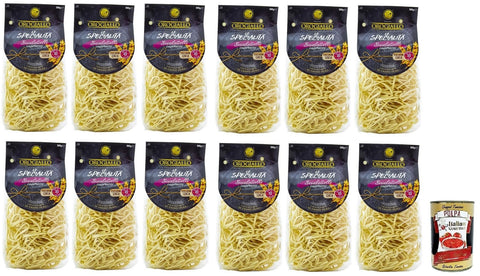 Oro Giallo Internationale Nudeln 12x Oro Giallo Scialatielli Pasta,Italienische Nudeln aus Hartweizengrieß 500g + Italian Gourmet Polpa di Pomodoro 400g Dose 8015793000108
