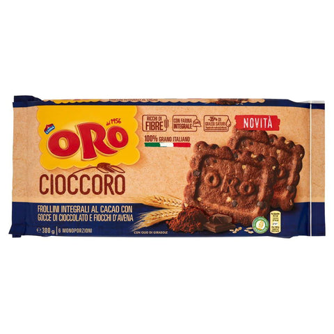 ORO SAIWA Kekse 6x Oro Saiwa Cioccoro Frollino Integrale al cacao con gocce di cioccolato Vollkornkekse mit Kakao und Schokoladenstückchen biscuits cookies 7622201493240